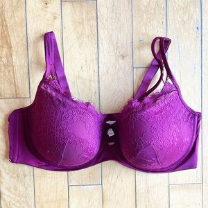 DEESSE 44DDD Purple Lace Underwire Bra with Dual-Strap Detail